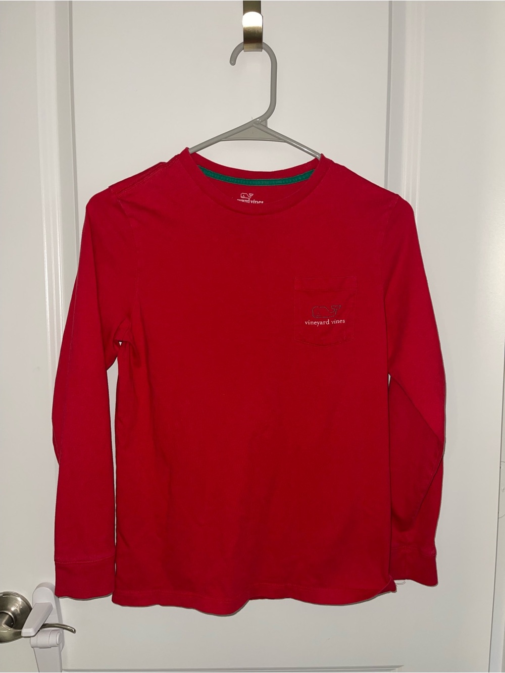 Vineyard Vines Bright Red Long-Sleeve Pocket Tee